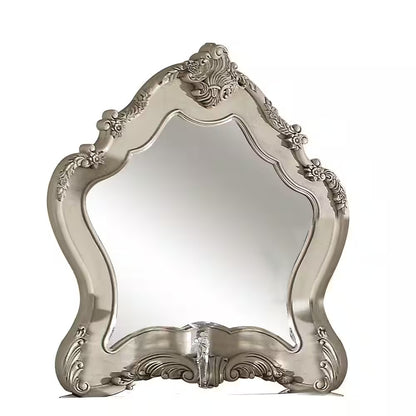 White Abstract Wood Framed Mounted Dresser Mirror