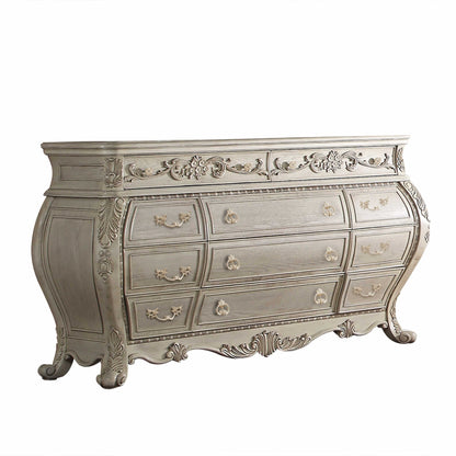 Natural and Black Solid Wood 6-Drawer Double Dresser