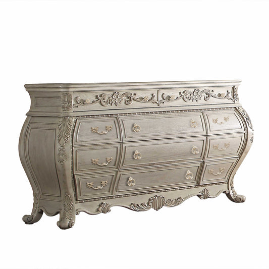 Natural and Black Solid Wood 6-Drawer Double Dresser