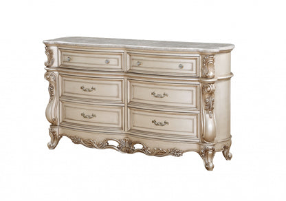 Natural and Ivory Solid Wood 6-Drawer Double Dresser