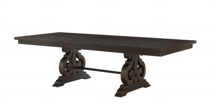 Brown Solid Wood Trestle Base Dining Table
