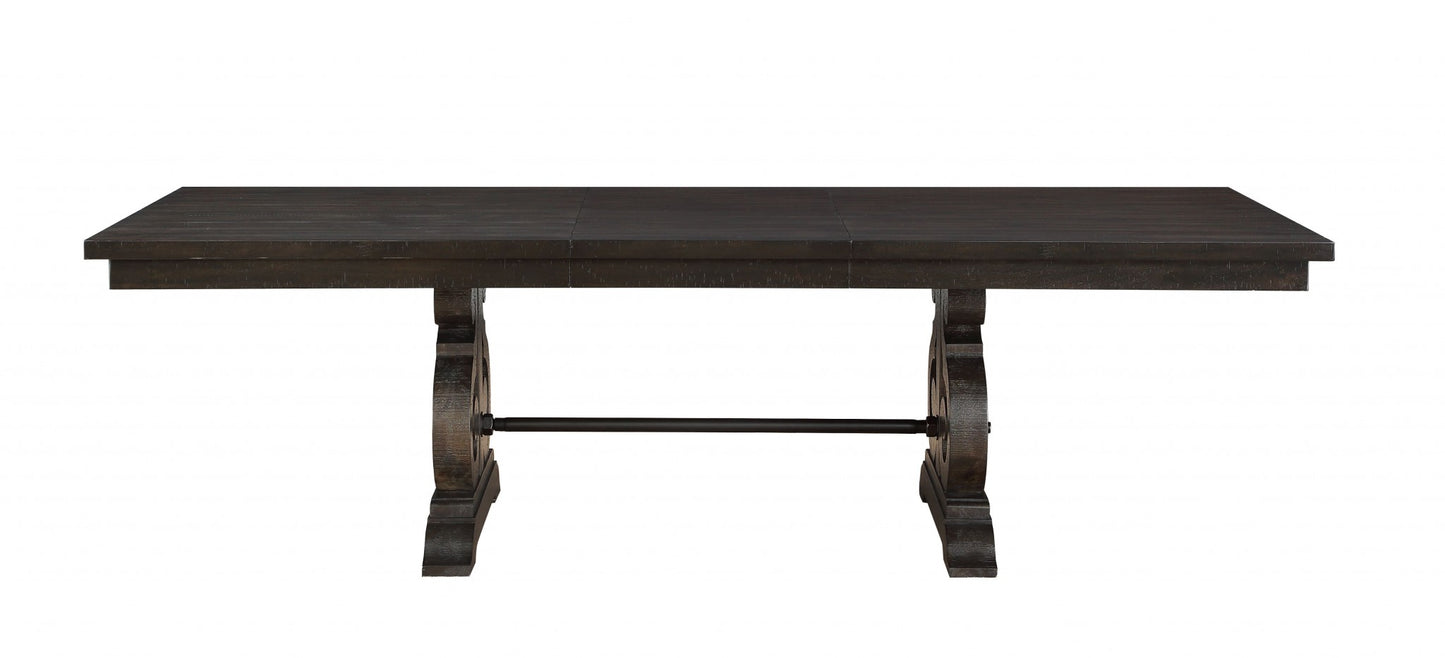Brown Solid Wood Trestle Base Dining Table