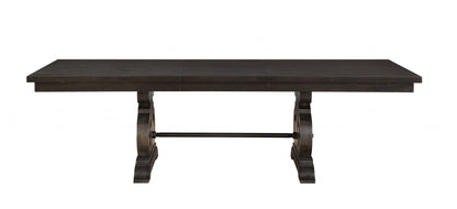Brown Solid Wood Trestle Base Dining Table