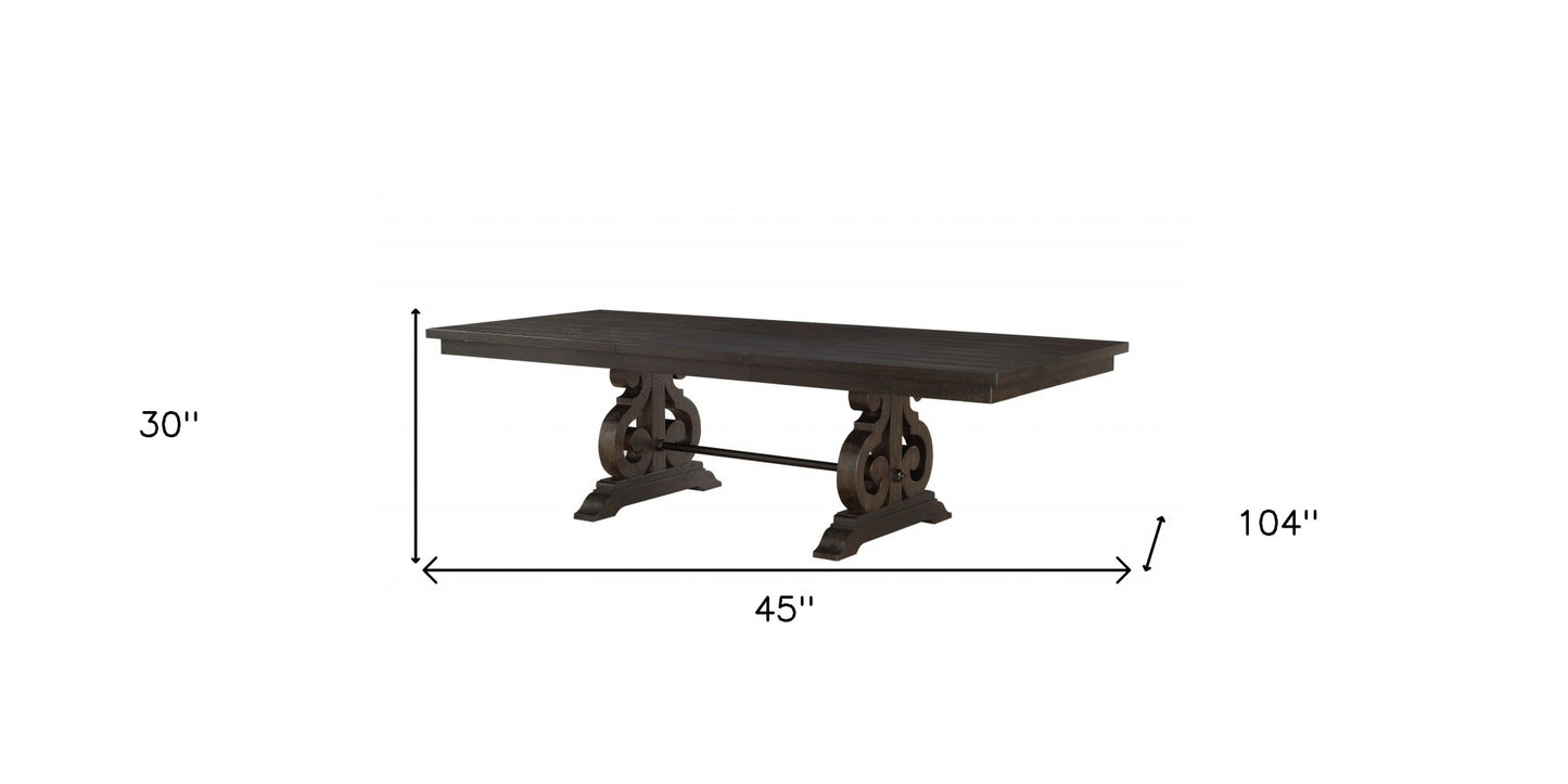 Brown Solid Wood Trestle Base Dining Table
