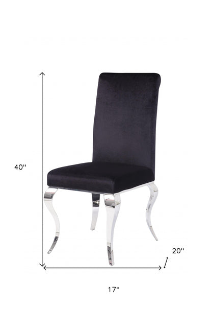 Black & Silver Fabric Dining Chair - Set of 2