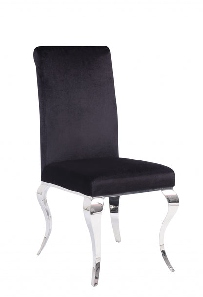 Black & Silver Fabric Dining Chair - Set of 2