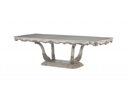 Off White Solid Wood Pedestal Base Dining Table