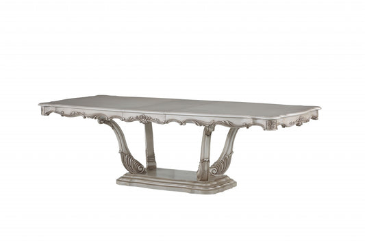 Off White Solid Wood Pedestal Base Dining Table