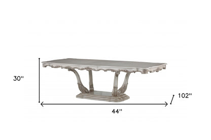 Off White Solid Wood Pedestal Base Dining Table