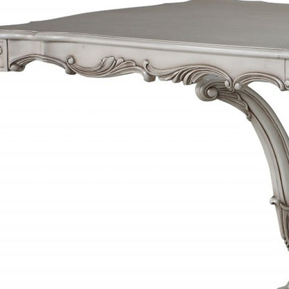 Off White Solid Wood Pedestal Base Dining Table