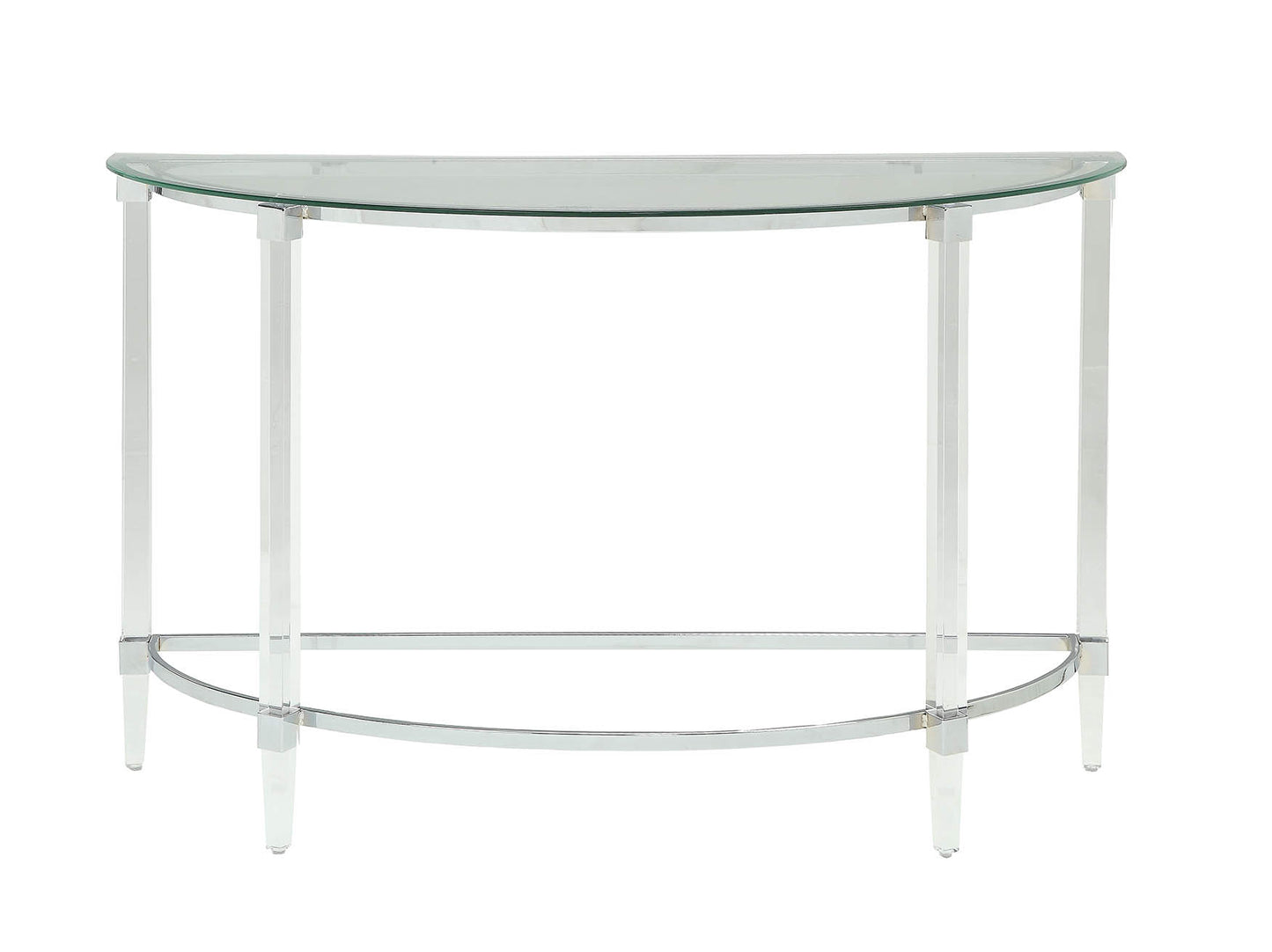 Clear Acrylic Chrome Glass Metal Sofa Table