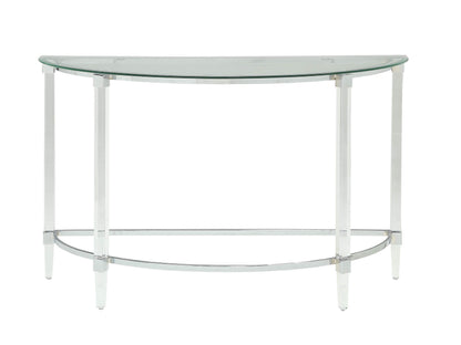 Clear Acrylic Chrome Glass Metal Sofa Table