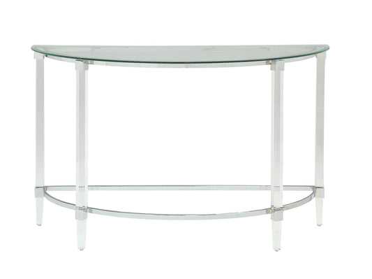 Clear Acrylic Chrome Glass Metal Sofa Table