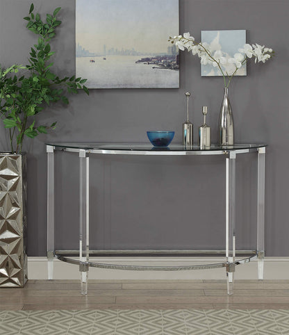 Clear Acrylic Chrome Glass Metal Sofa Table
