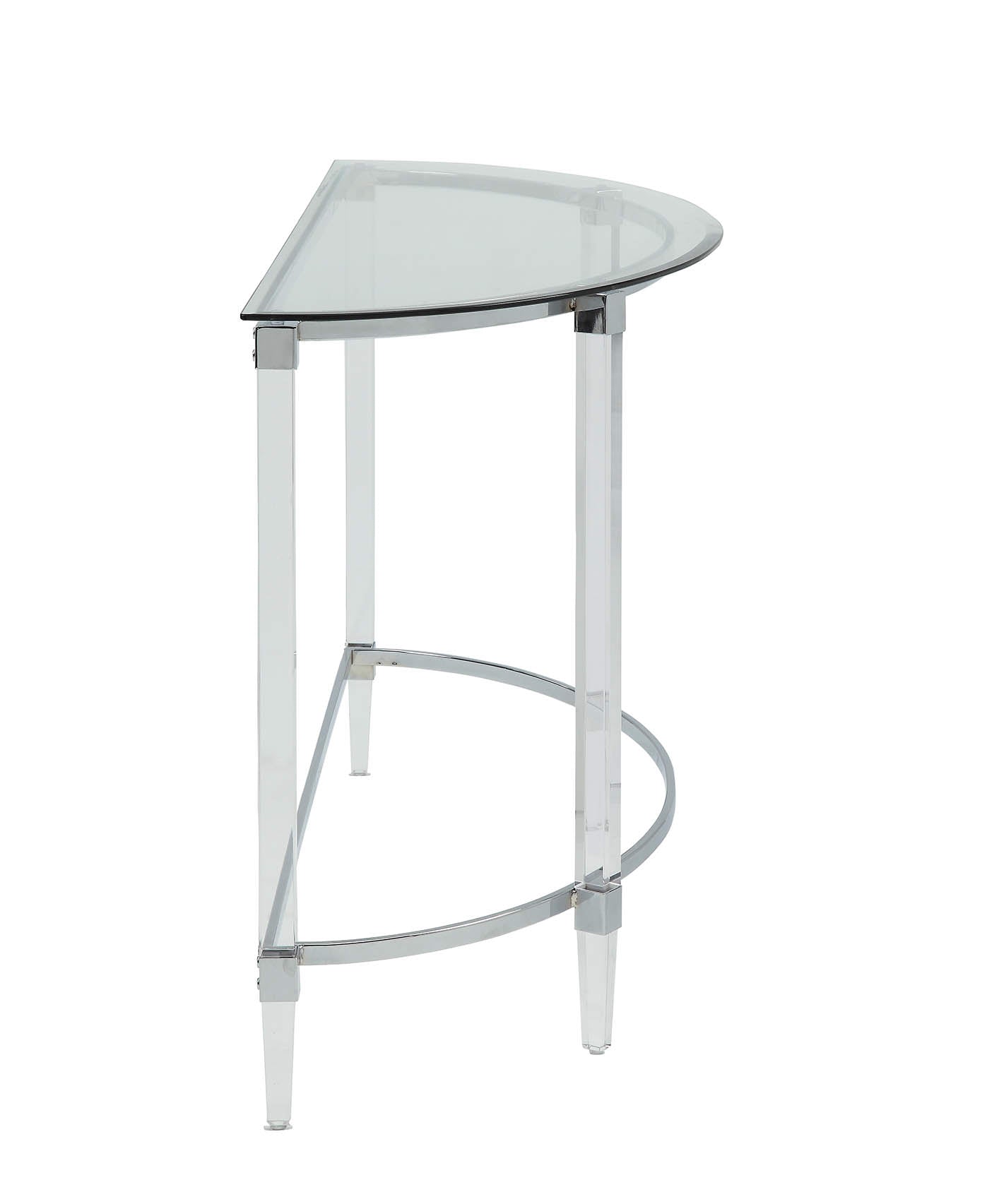 Clear Acrylic Chrome Glass Metal Sofa Table