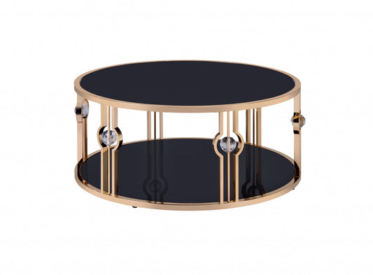 Metal Glass Coffee Table & Gold Black Glass