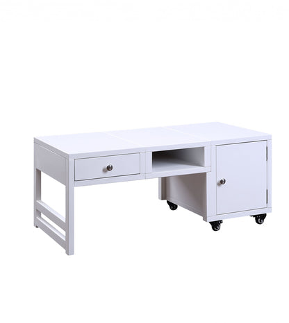 White Wood Veneer Coffee Table (Convertible)