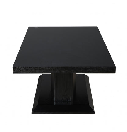 Black Led Wood Glass Coffee Table