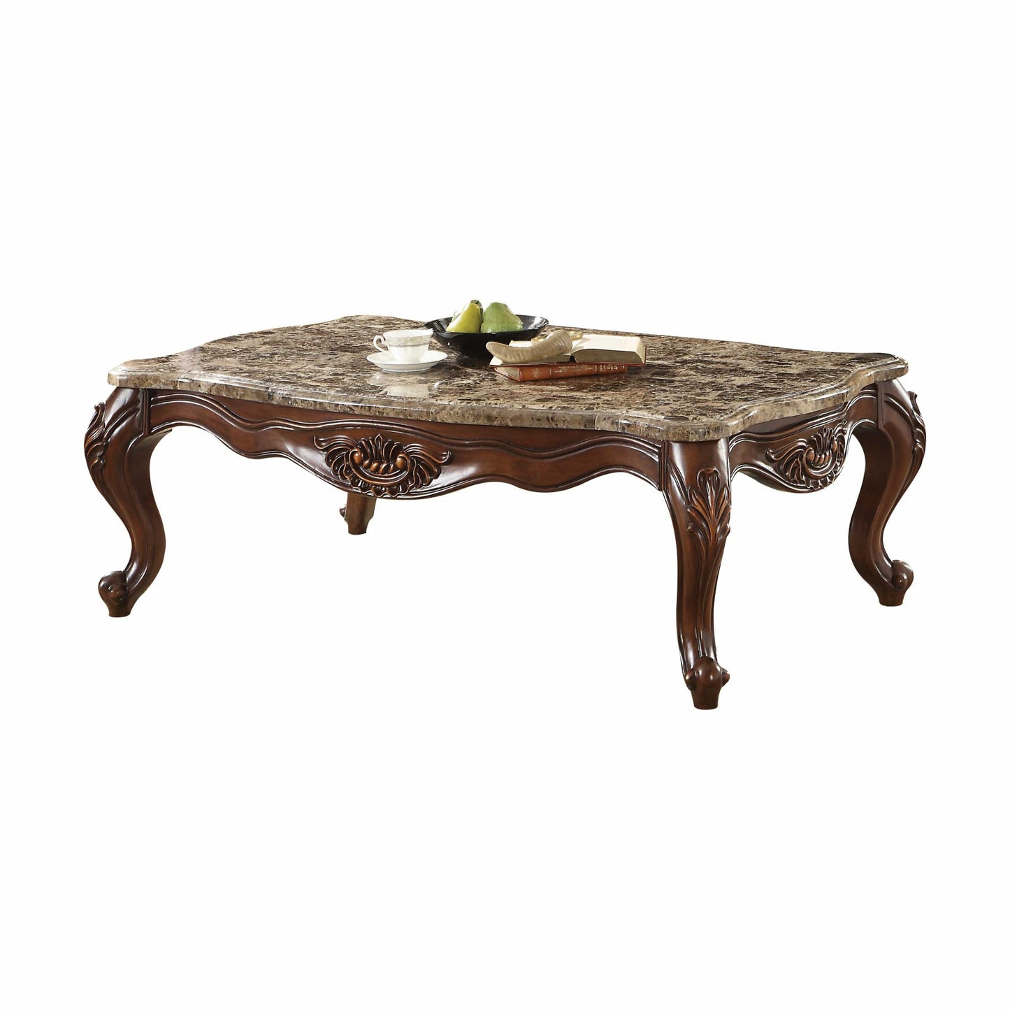Brown & Dark Brown Genuine Marble Coffee Table
