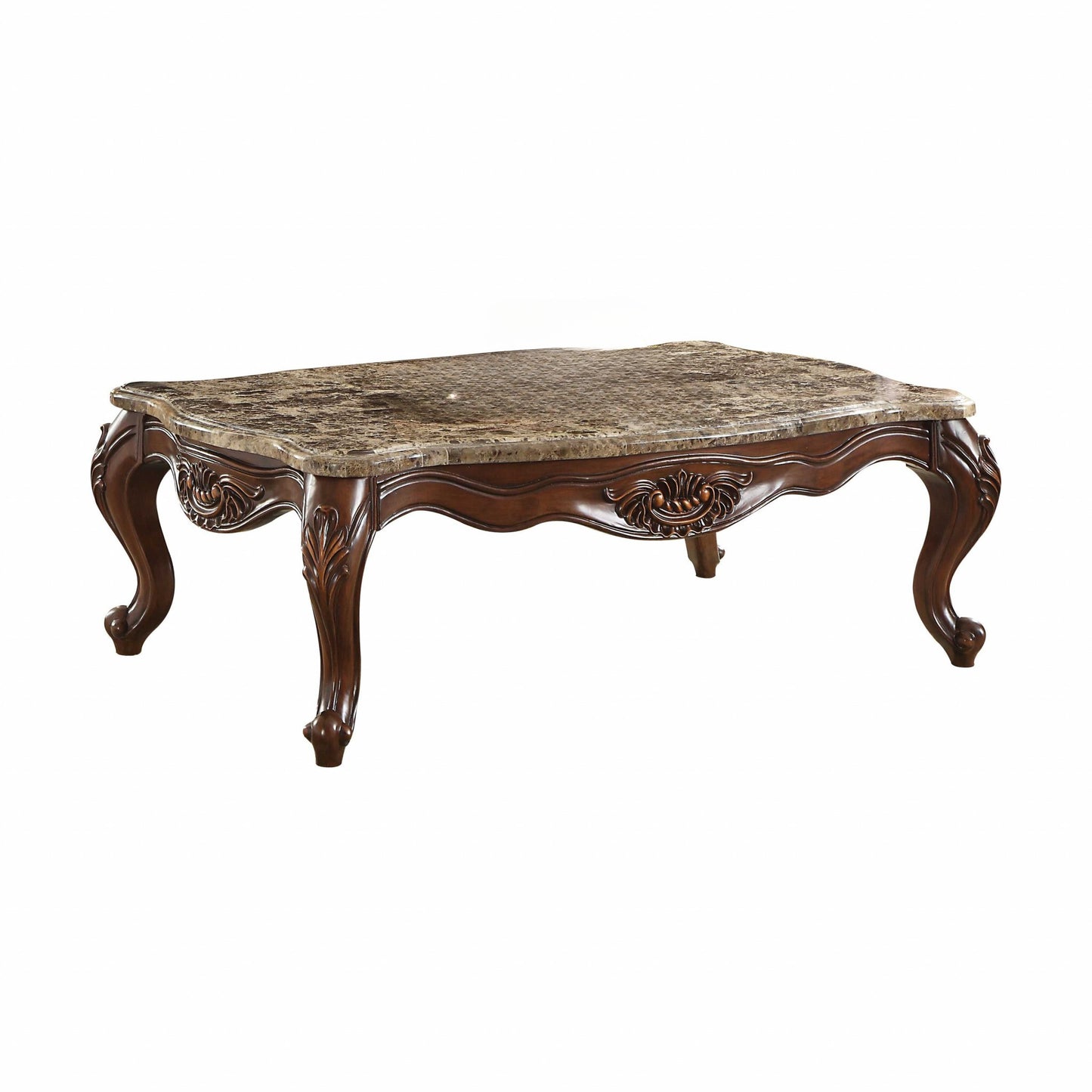 Brown & Dark Brown Genuine Marble Coffee Table