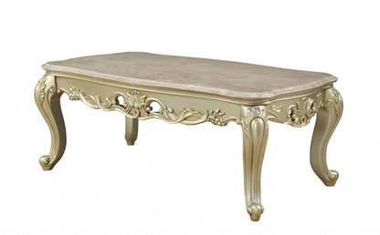 Genuine Marble & Solid Wood Coffee Table