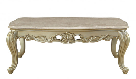 Genuine Marble & Solid Wood Coffee Table