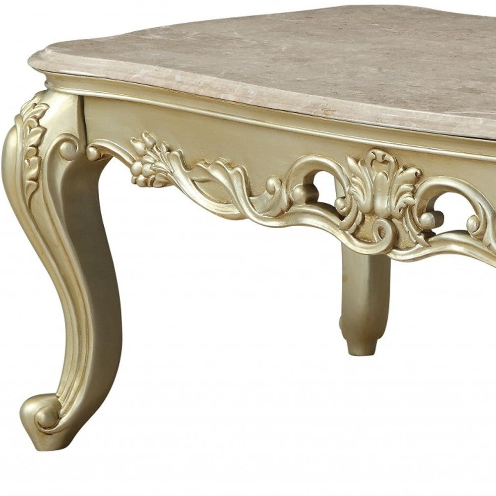 Genuine Marble & Solid Wood Coffee Table