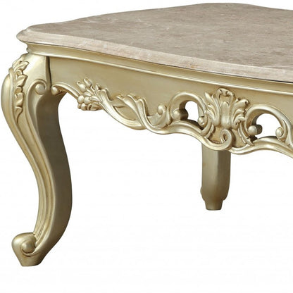 Genuine Marble & Solid Wood Coffee Table