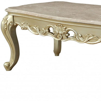 Genuine Marble & Solid Wood Coffee Table