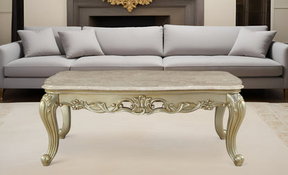 Genuine Marble & Solid Wood Coffee Table