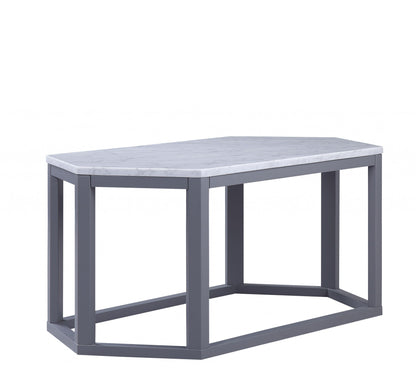 Gray Marble Wood Coffee Table