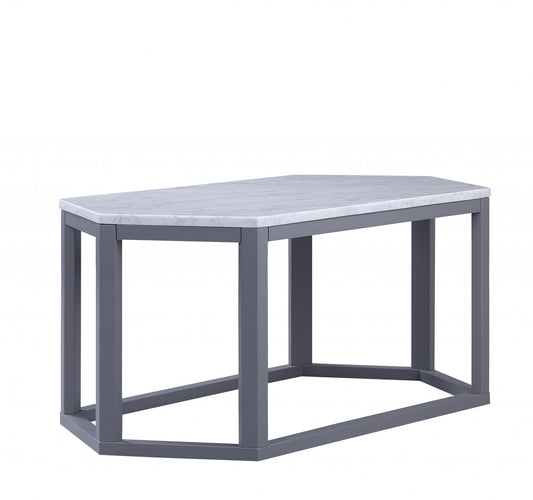 Gray Marble Wood Coffee Table