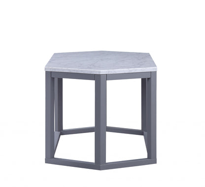 Gray Marble Wood Coffee Table