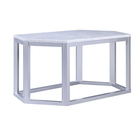 Silver Marble Wood Coffee Table
