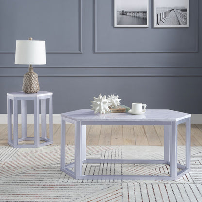 Silver Marble Wood Coffee Table
