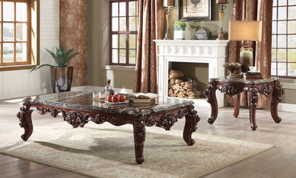 Dark Brown & Merlot Genuine Marble Coffee Table