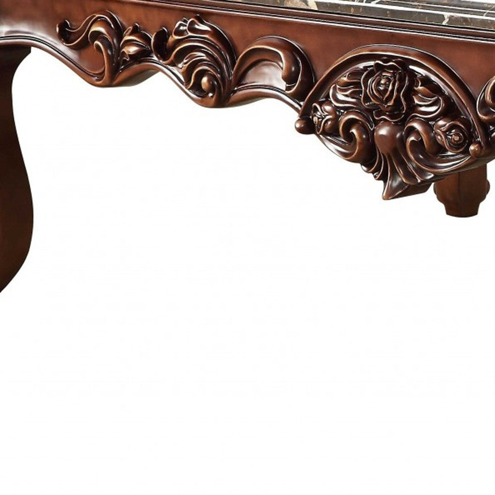 Dark Brown & Merlot Genuine Marble Coffee Table