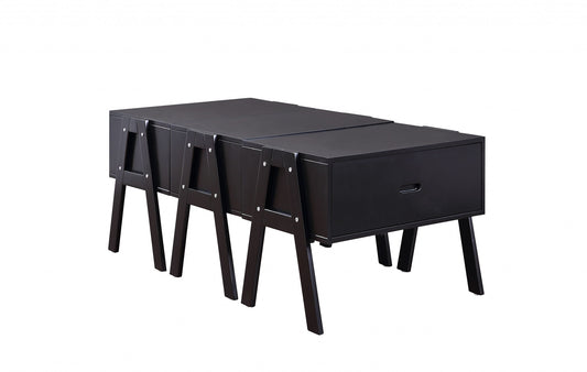 Black Convertible Coffee Table w/ 3 Drawers