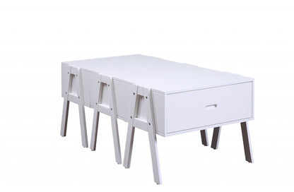 Sleek White Convertible Coffee Table