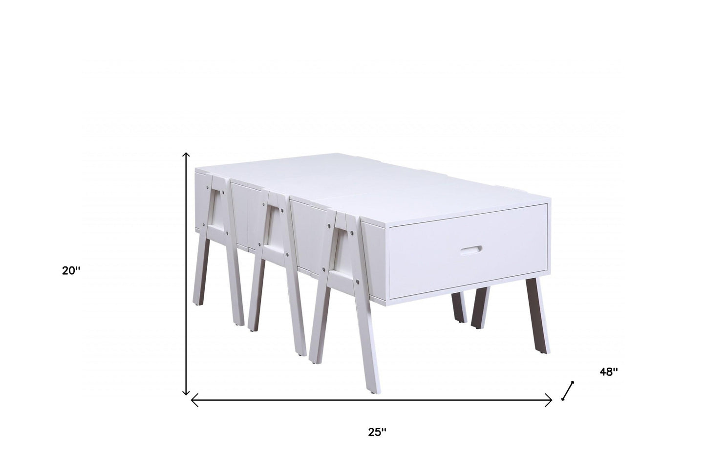 Sleek White Convertible Coffee Table