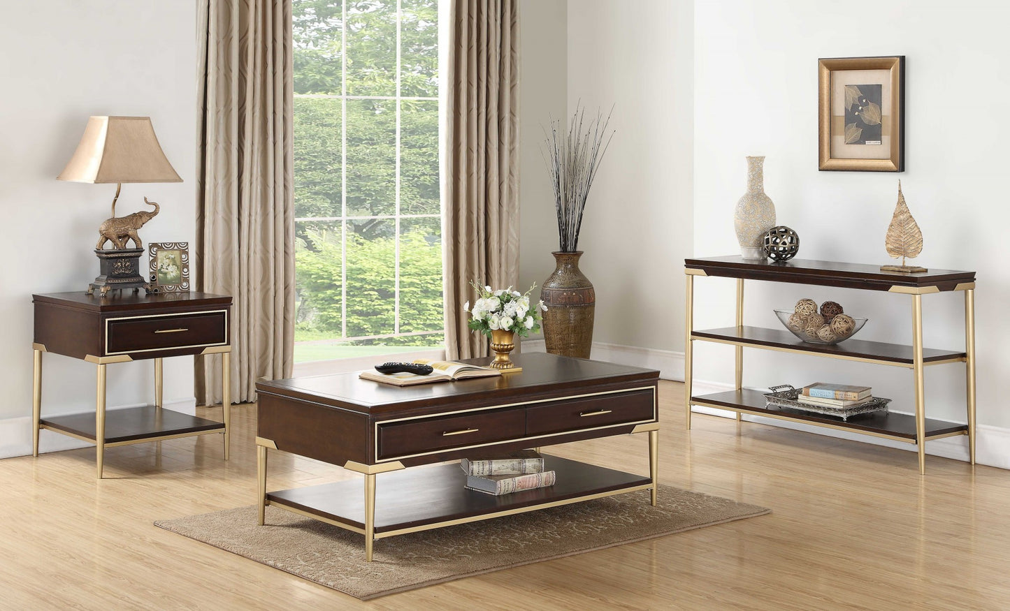 Cherry Metal Wood Coffee Table