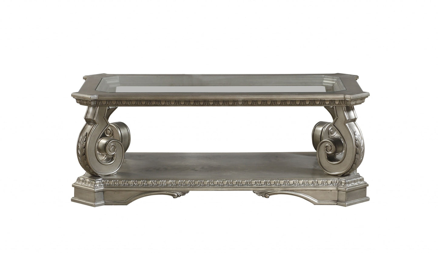 Glass & Solid Wood Coffee Table