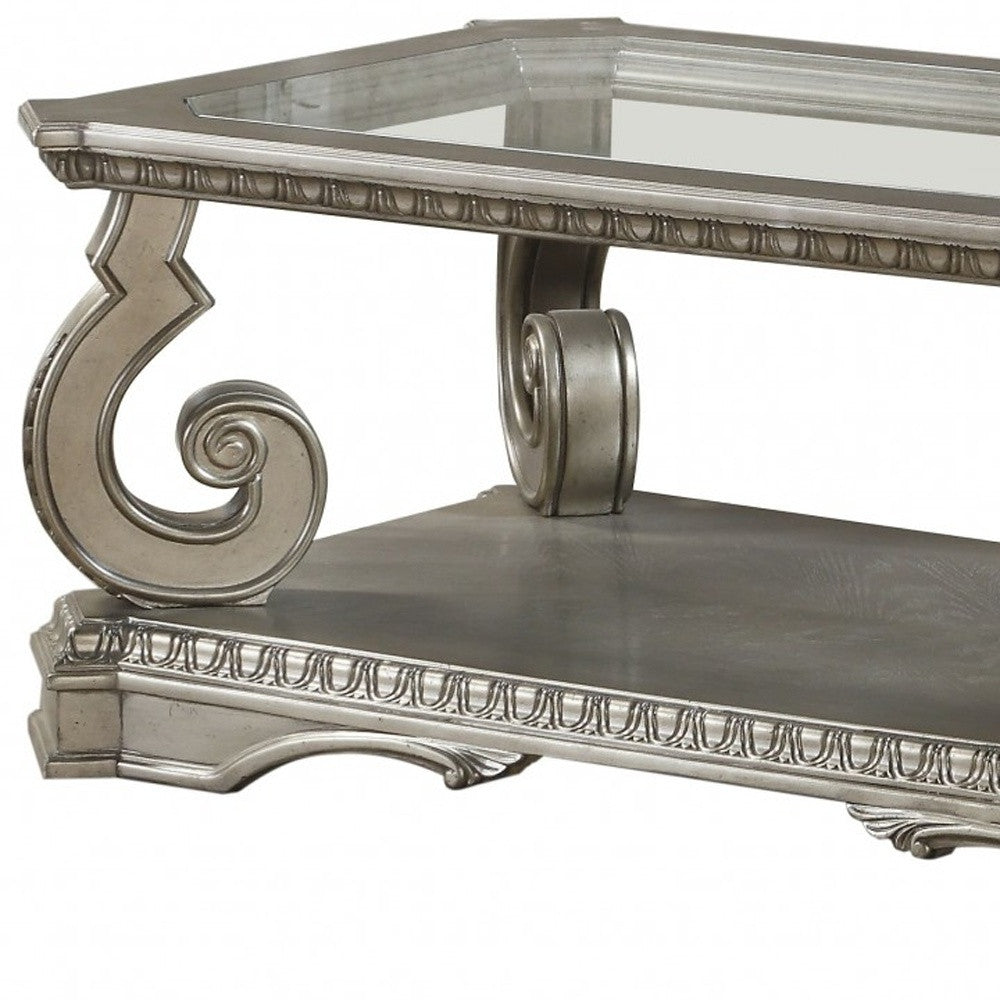 Glass & Solid Wood Coffee Table