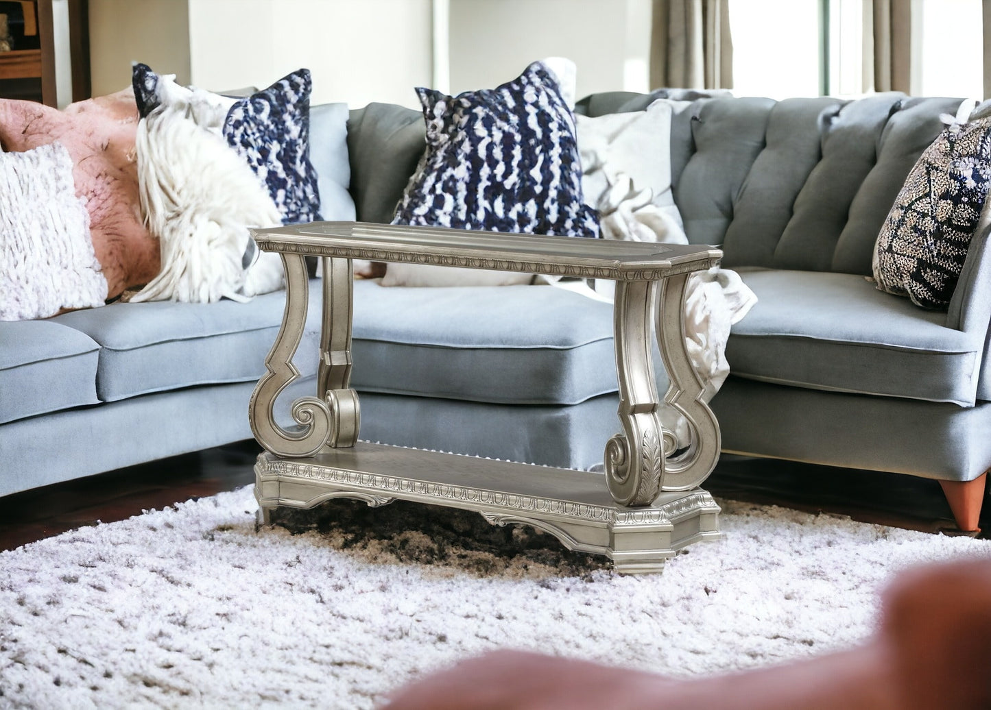 Glass & Solid Wood Coffee Table