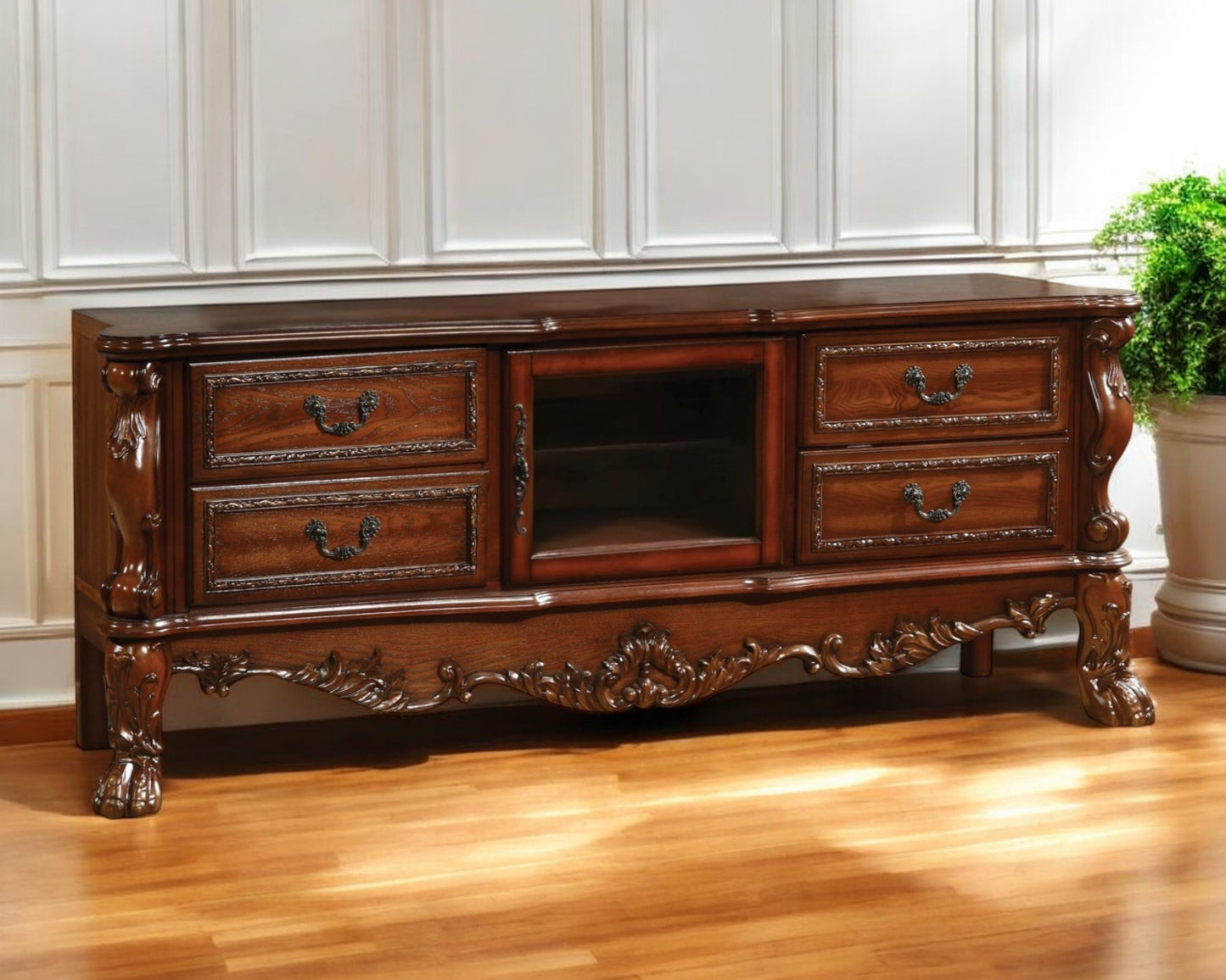 Carved Scrollwork Media Console