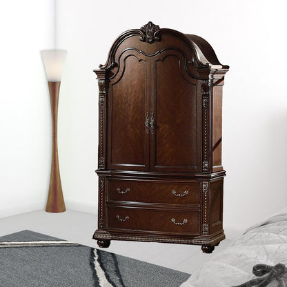 Dark Brown Solid Wood 6-Drawer Double Dresser