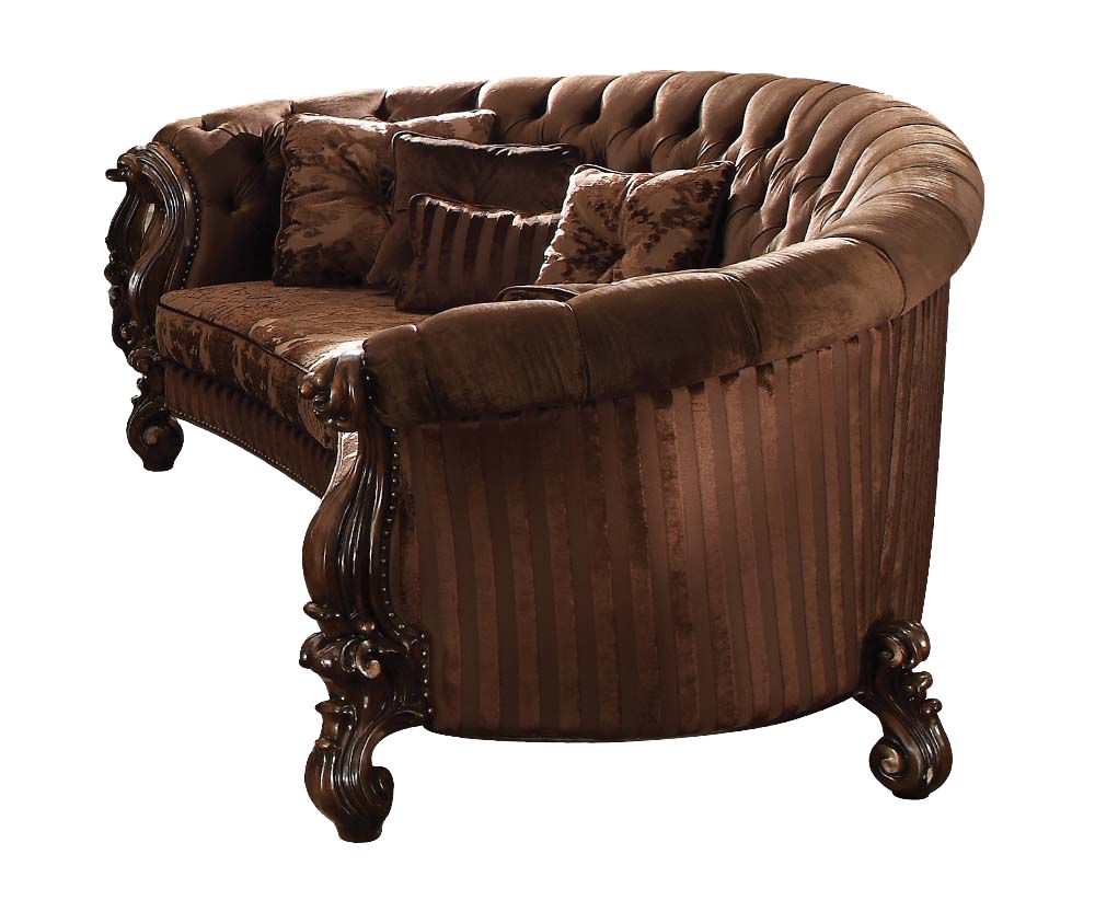 Brown Velvet Curved Sofa w/ Pillows
