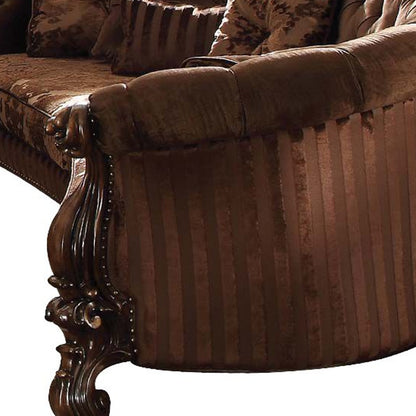Brown Velvet Curved Sofa w/ Pillows