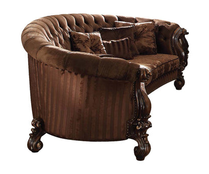 Brown Velvet Curved Sofa w/ Pillows