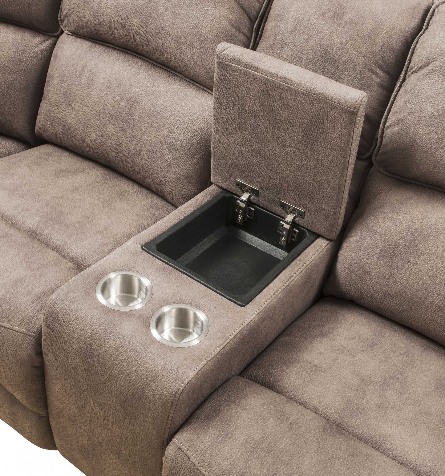 Dark Brown Genuine Leather L Shaped 6 Piece Sectional w/ Console